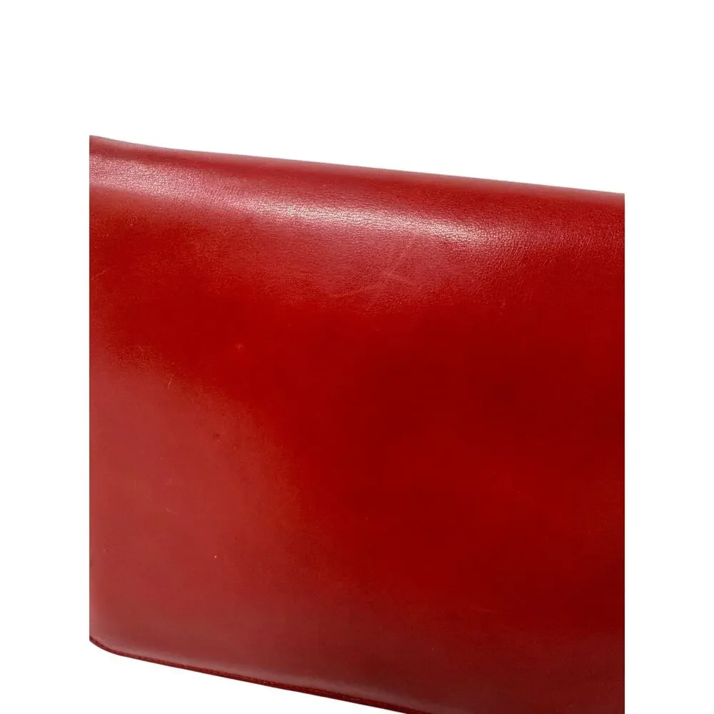 Celine Vintage Red Leather C Logo Clutch Envelope Bag